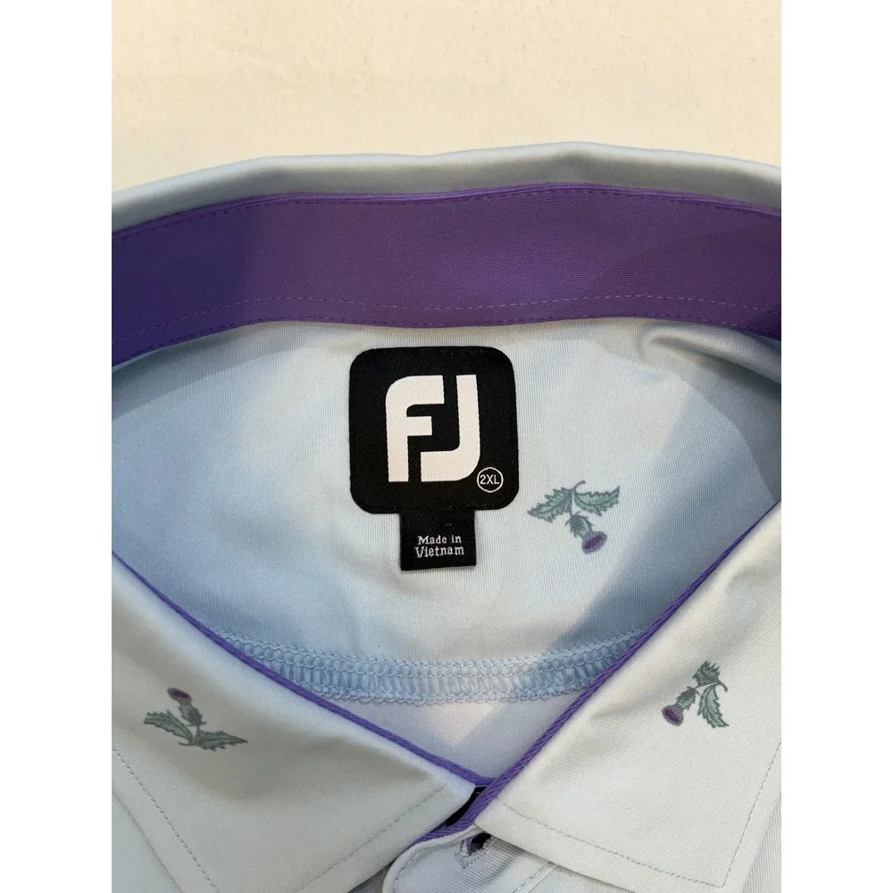 FootJoy Diamante Cabo San Lucas Thistle Print Golf Polo Blue Mens‎ 2XLl